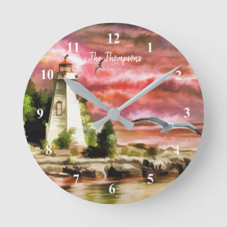 Horloge murale du phare d'art personnalisé