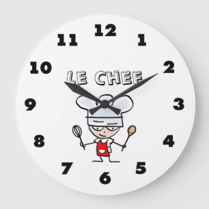 Horloge murale du restaurant avec chef cuisinier d