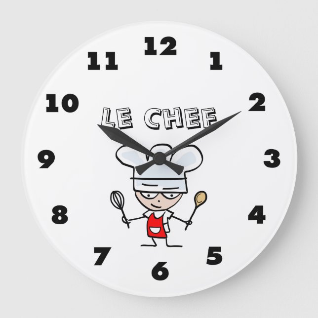 Horloge murale du restaurant avec chef cuisinier d (Recto)