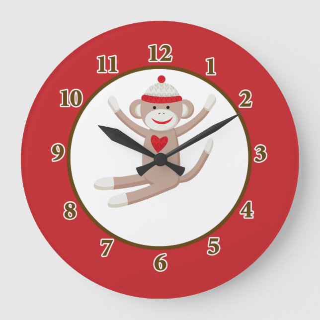Horloge murale du singe de bloc (rouge) (Recto)