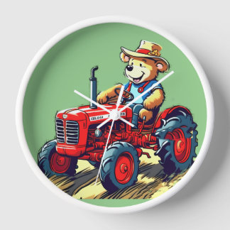 Horloge murale du tracteur en peluche