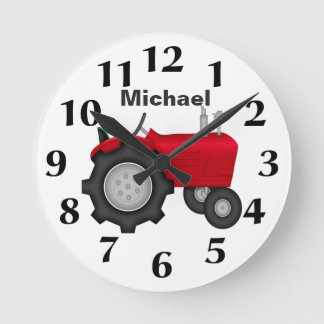 Horloge murale du tracteur rouge personnalisé