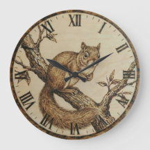 Horloge murale écureuil - Charme boisé cosy