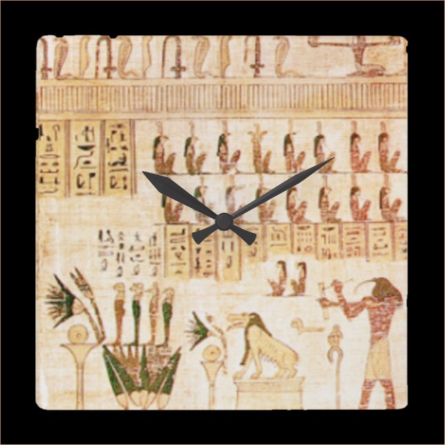 Horloge murale égyptienne ancienne beige Hiéroglyp (Bookmark my store! https://www.zazzle.com/store/capricepetit)