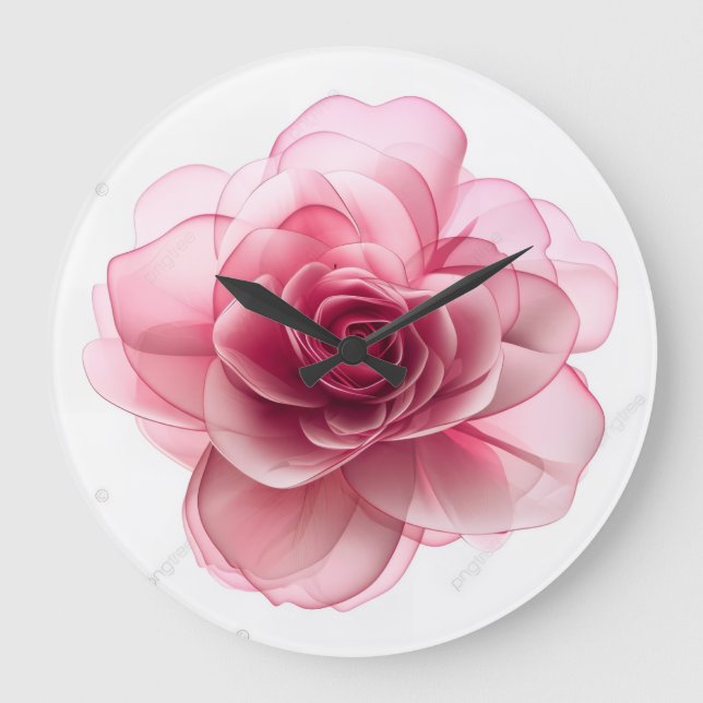 Horloge Murale Élégante Fleur Rose – Design Floral (Recto)
