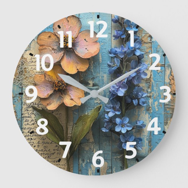 Horloge murale en acrylic en bois rustique (Recto)