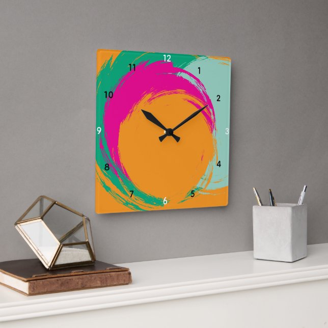 Horloge murale en acrylique aux tons pastel botani (Bureau)
