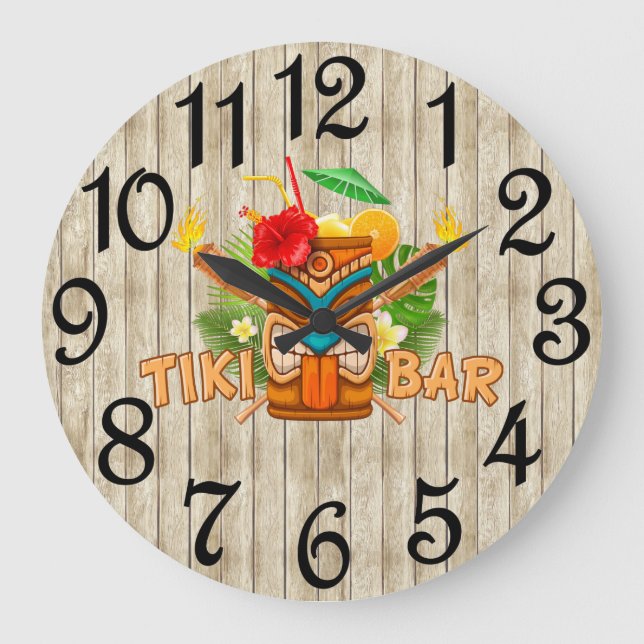 Horloge murale en acrylique beige Tiki Bar (Recto)