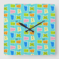 Horloge murale en acrylique Carré rétro-atomique k