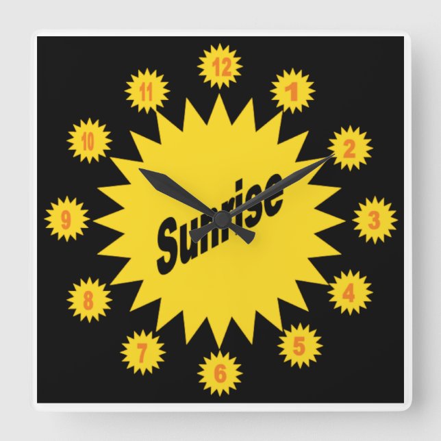 Horloge murale en acrylique, Carrée  SUNRISE (Recto)