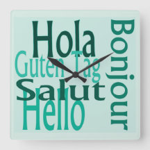 Horloge murale en acrylique coloré, plusieurs lang