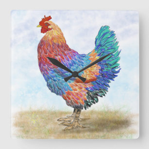 Horloge murale en acrylique Coq