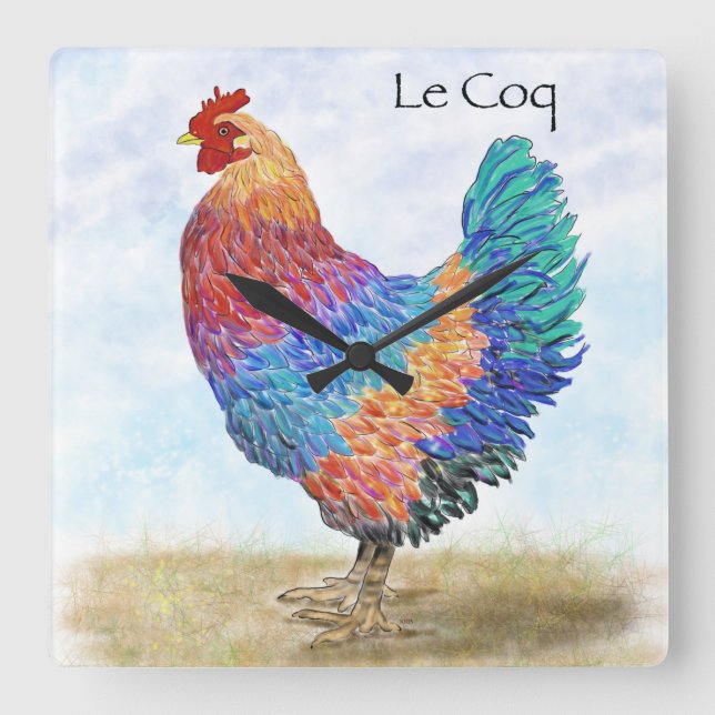 Horloge murale en acrylique Coq Français (Recto)