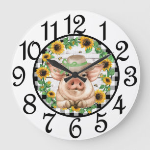Horloge murale en acrylique Country Pig