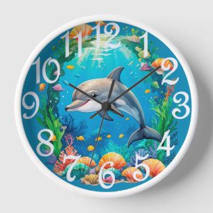 Horloge murale en acrylique dauphin