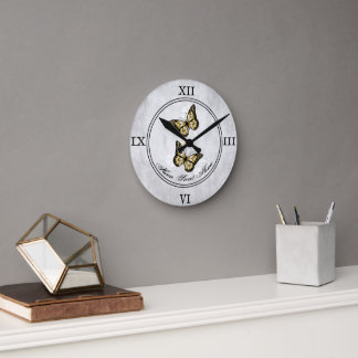 Horloge murale en acrylique du papillon d'or