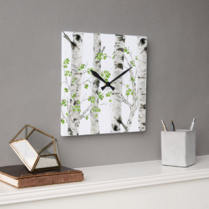 Horloge murale en acrylique en bois de bouleau bla
