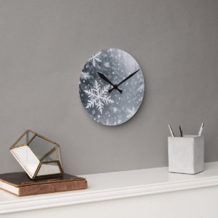 Horloge murale en acrylique flocon de neige Forêt