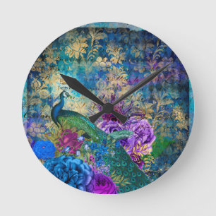 Horloge murale en acrylique française paon paons s
