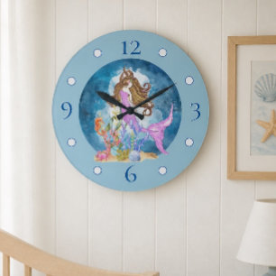 Horloge murale en acrylique grande Mermaid Violet