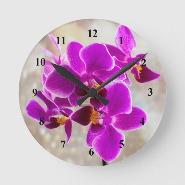 Horloge murale en acrylique Orchidée violette (Recto)