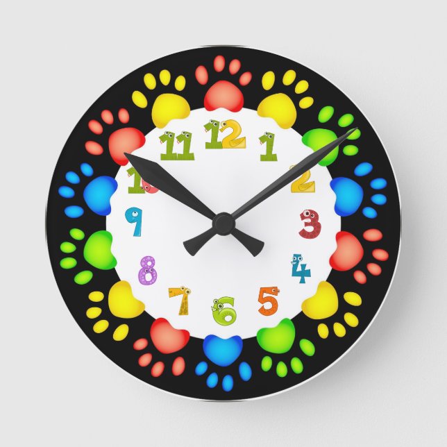 Horloge murale en acrylique Patte de chiot Chiffre (Recto)