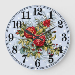 Horloge murale en acrylique ronde 'Elégance floral