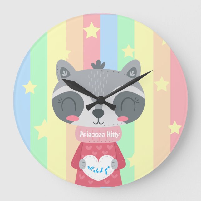 Horloge murale en acrylique ronde Princesse Kitty (Recto)