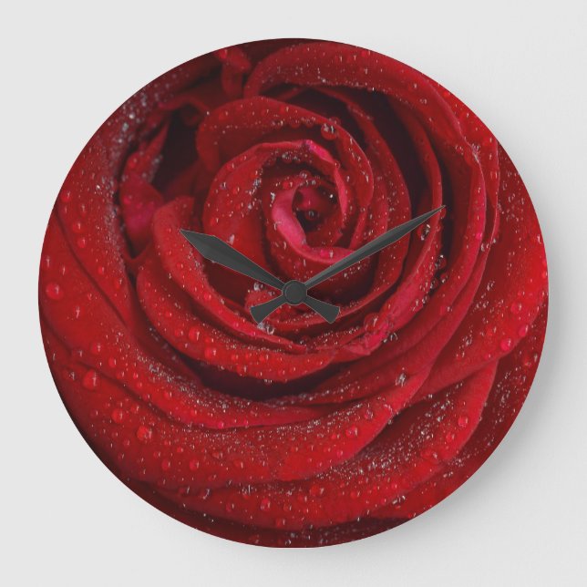 Horloge murale en acrylique Rose Rouge (Recto)