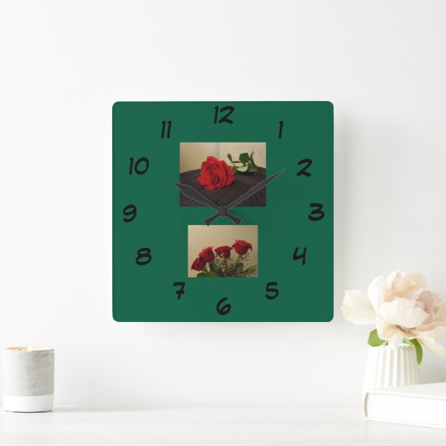 Horloge murale en acrylique Roses rouges (Maison)