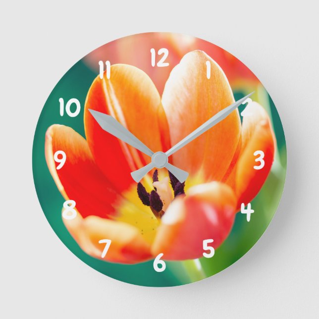 Horloge murale en acrylique Tulipe Orange (Recto)