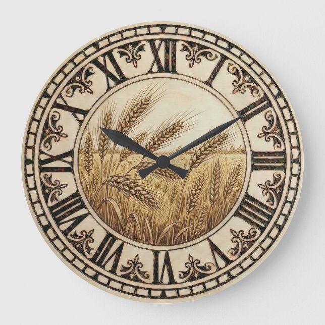 Horloge murale en blé | Décoration de ferme  (Recto)
