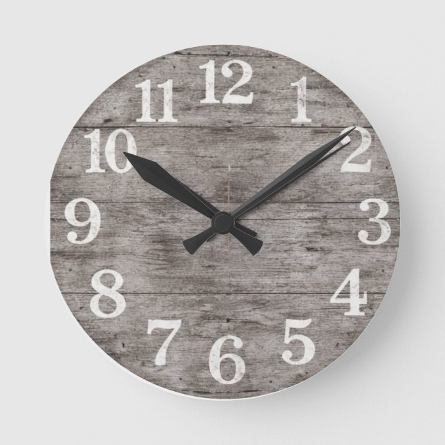 Horloge murale en bois de ferme rustique | Grands  (Recto)
