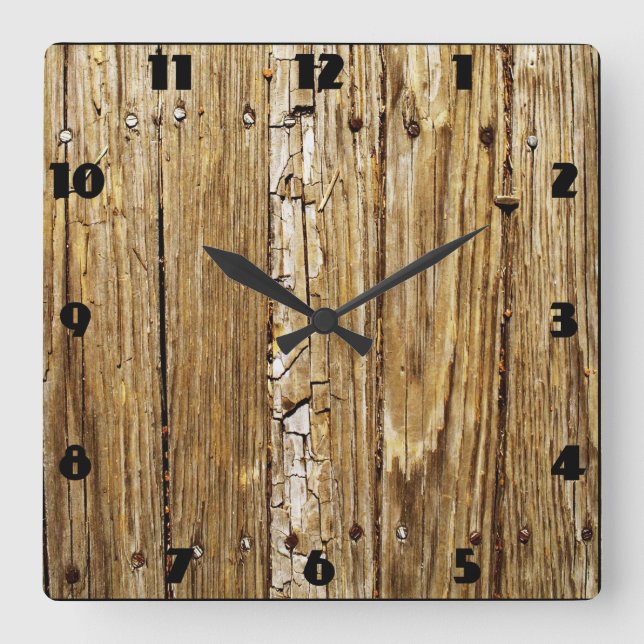 Horloge murale en bois patinée de plate-forme (Recto)