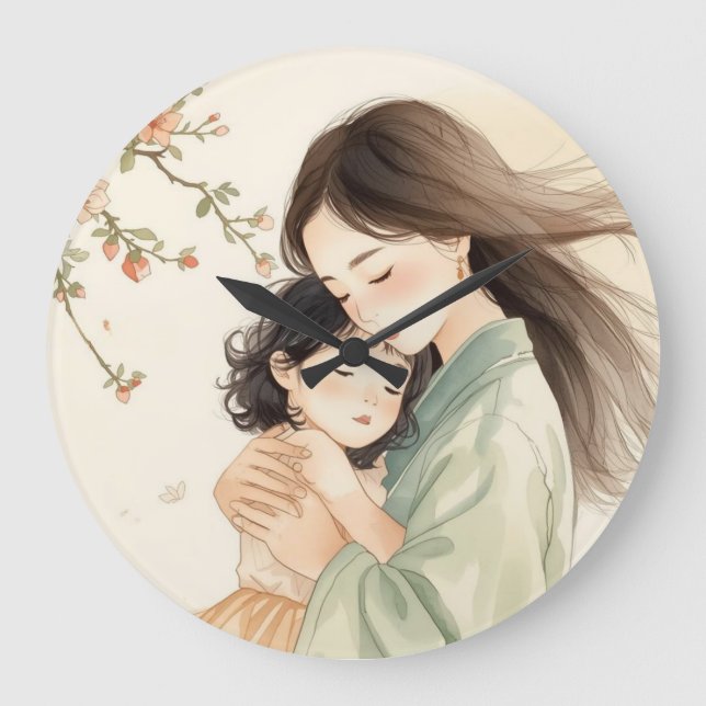 Horloge murale en bronze floral Mère et Fille (Recto)
