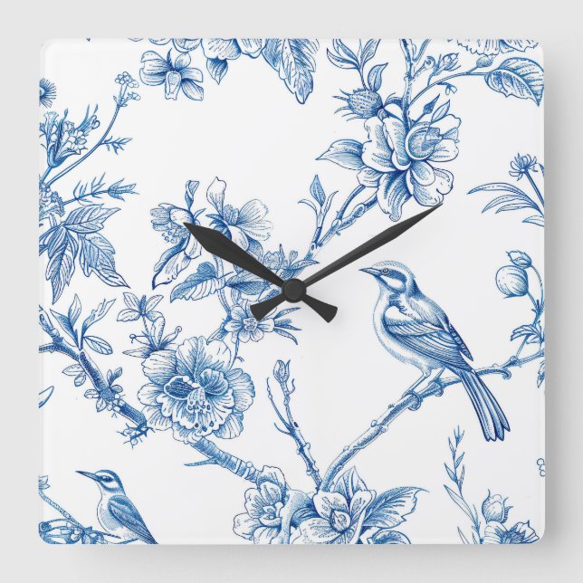 Horloge murale en chinoiserie blanche et bleue (Recto)