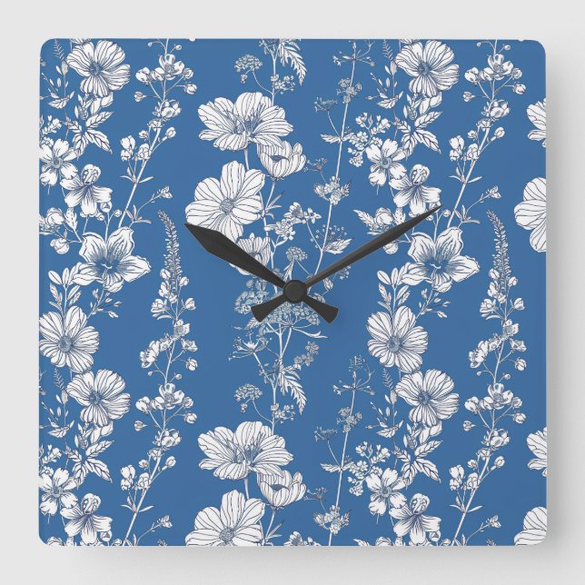 Horloge murale en chinoiserie blanche et bleue (Recto)