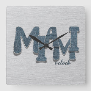 Horloge murale en denim avec lettres Miami Floride