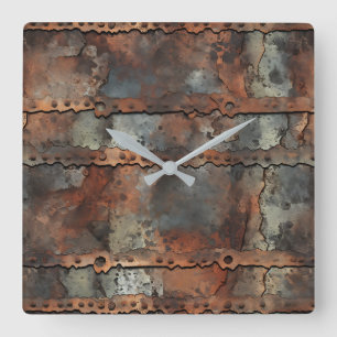 Horloge murale en fer rouillé