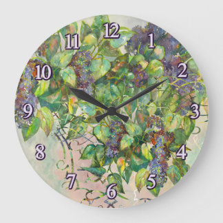 Horloge murale en fleurs lilas