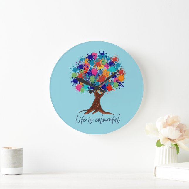 Horloge murale en forme d'arbre avec éclaboussures (Maison)