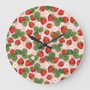 Horloge murale en forme de fraises d'été