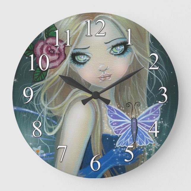 Horloge murale en forme de papillon Periwinkle pou (Recto)