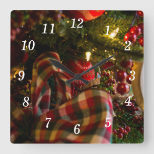 Horloge murale en forme de sapin de Noël