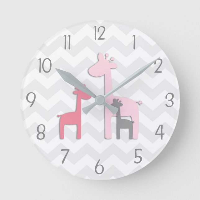Horloge murale en girafe rose gris (Recto)