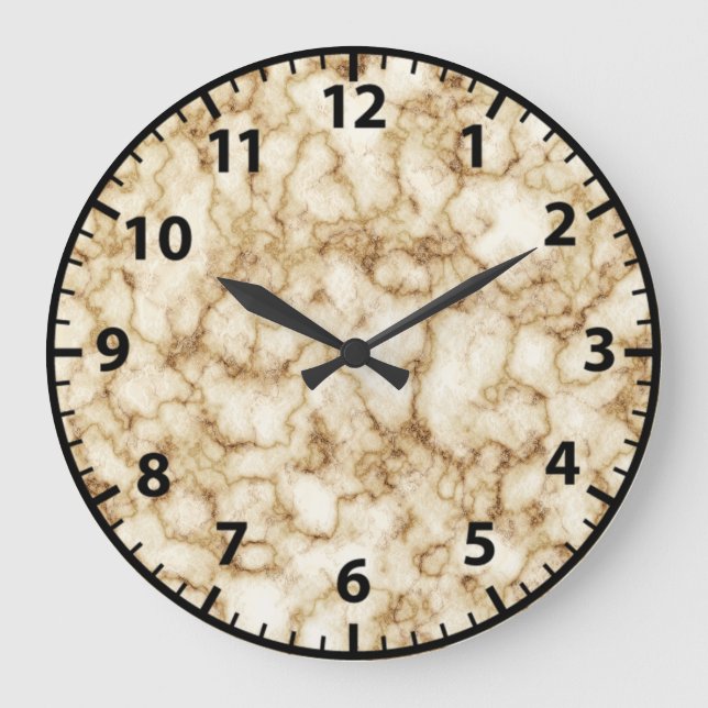 Horloge murale en granit de marbre blanc et or (Recto)