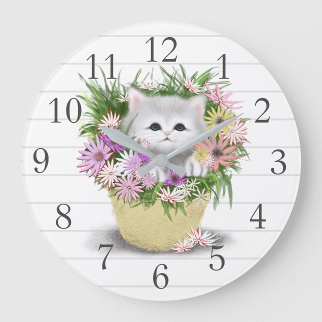Horloge murale en kite gris blanc (Recto)