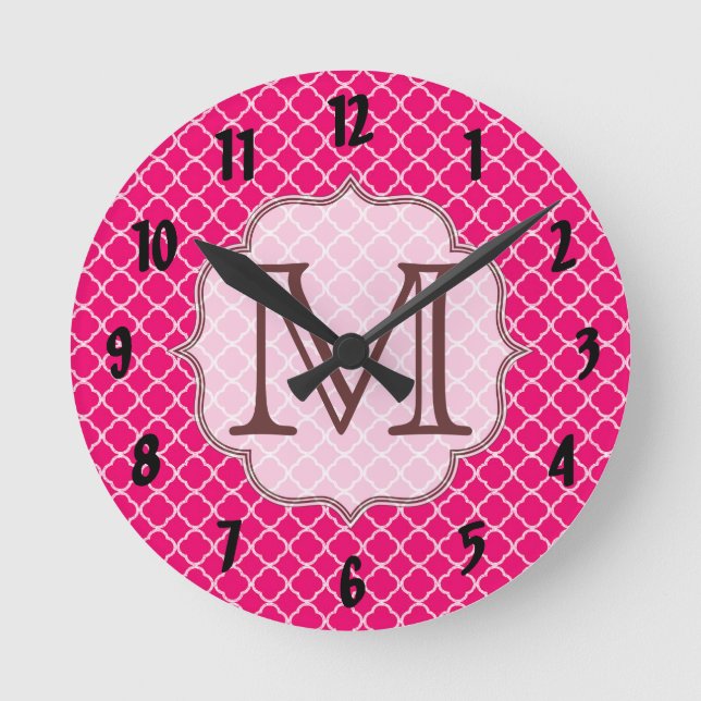 Horloge murale en latte rose chaud (Recto)