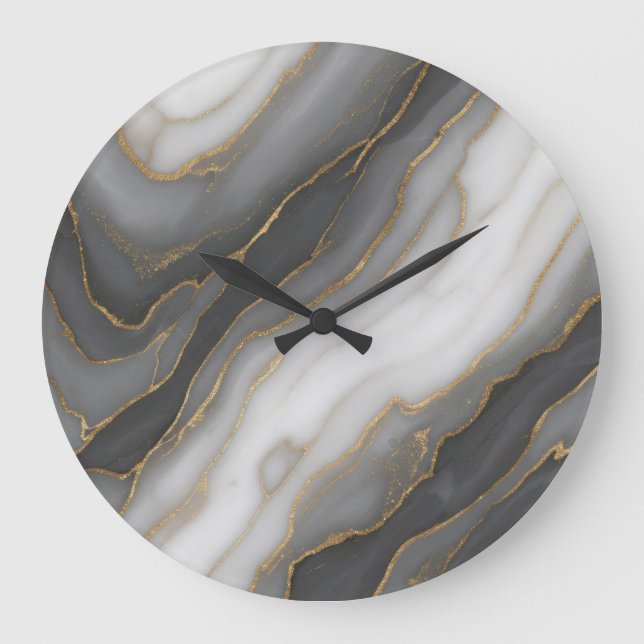 Horloge murale en marbre Abstrait - gris, blanc et (Recto)