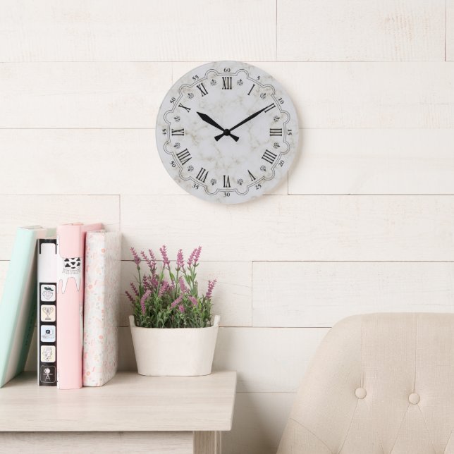Horloge murale en marbre blanc Palazzo (Salle de lecture)
